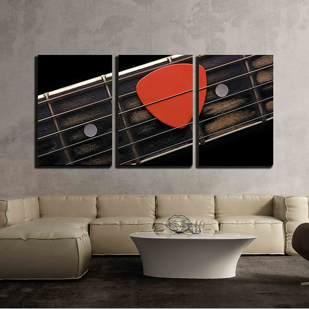 Canvas Art Home Decor 32x48 Colorful guitar painterly on black Six string 